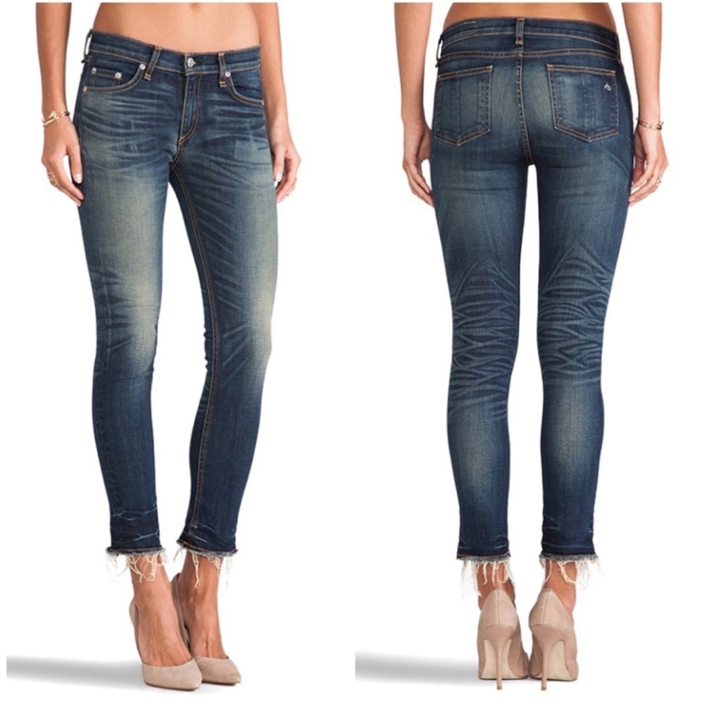• Rag & Bone • Crop Skinny Jeans Raw Hem Alderly Blue 25 Women’s